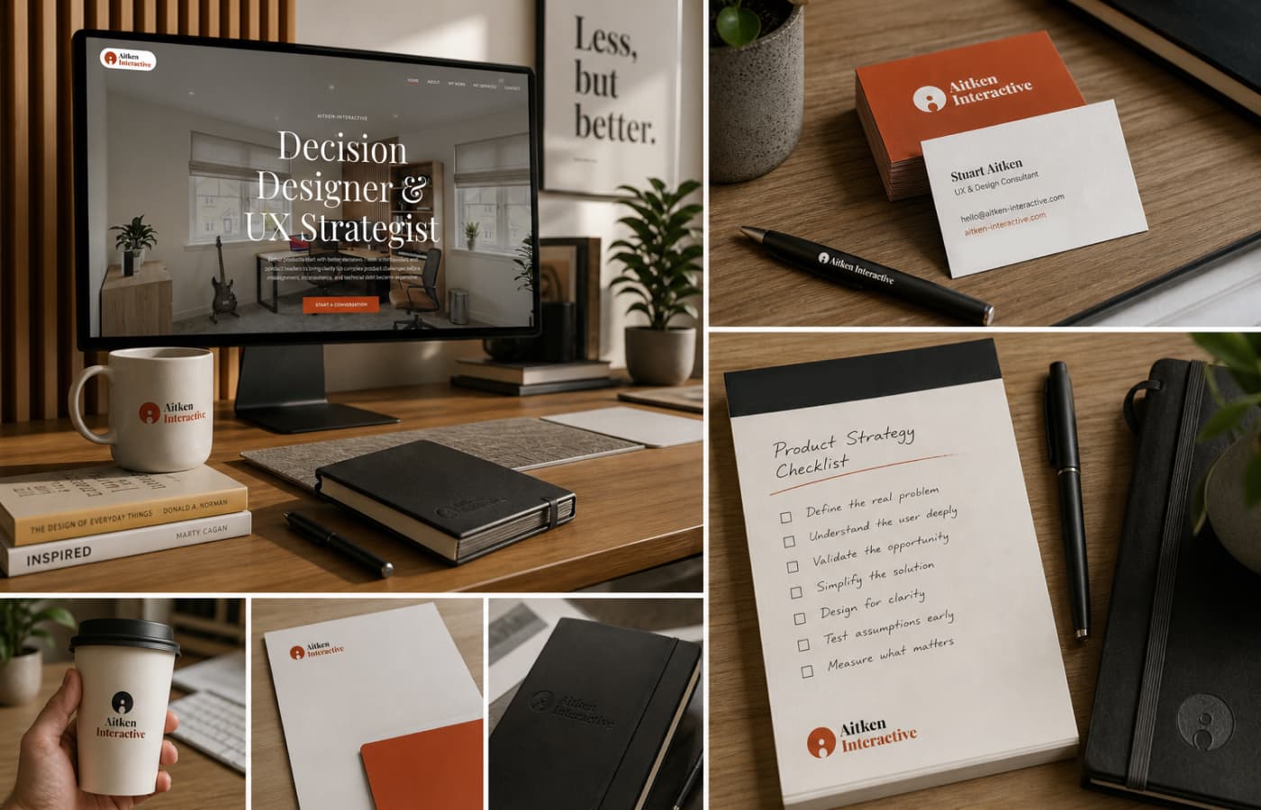 I'm also able t provide a range of branded merchandise and collateral, including notebooks, pens, stickers, and apparel — all designed to reinforce the consultancy's identity and create a cohesive brand experience across both digital and physical touchpoints.