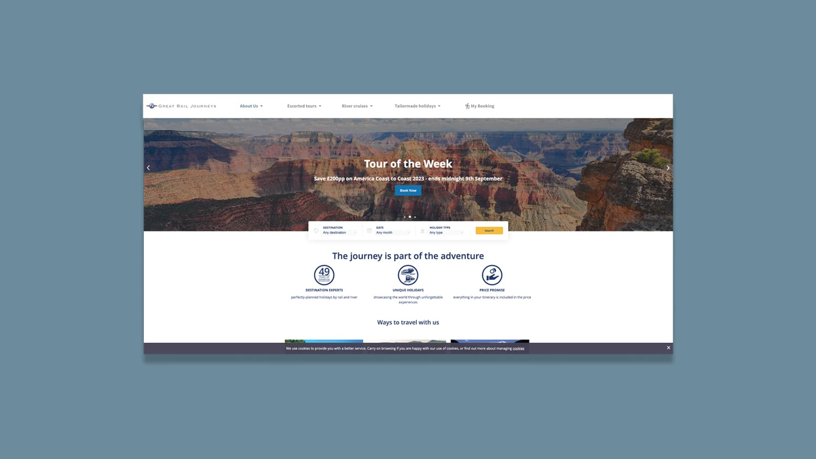The existing GRJ website, with a dated visual design and a complex content management process.